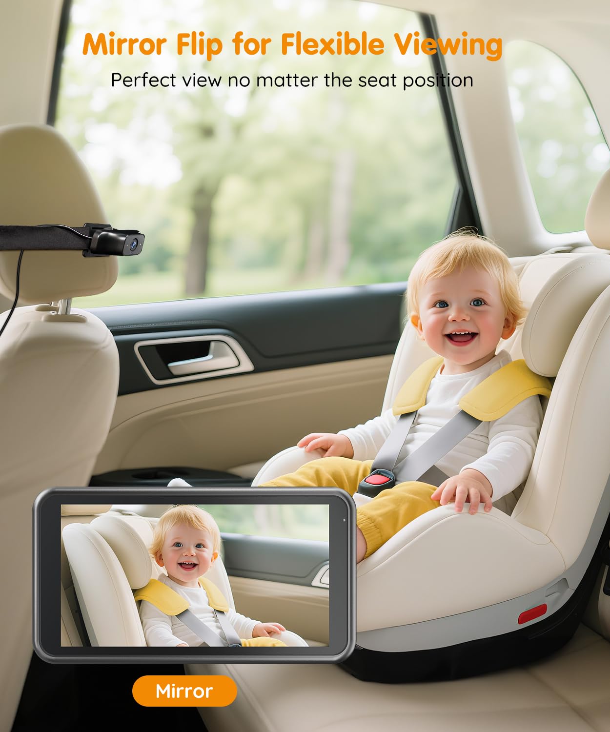 The Babyvue BV5 flexible-installation emphasizes SUV, RV, and truck compatibility without messy wiring.