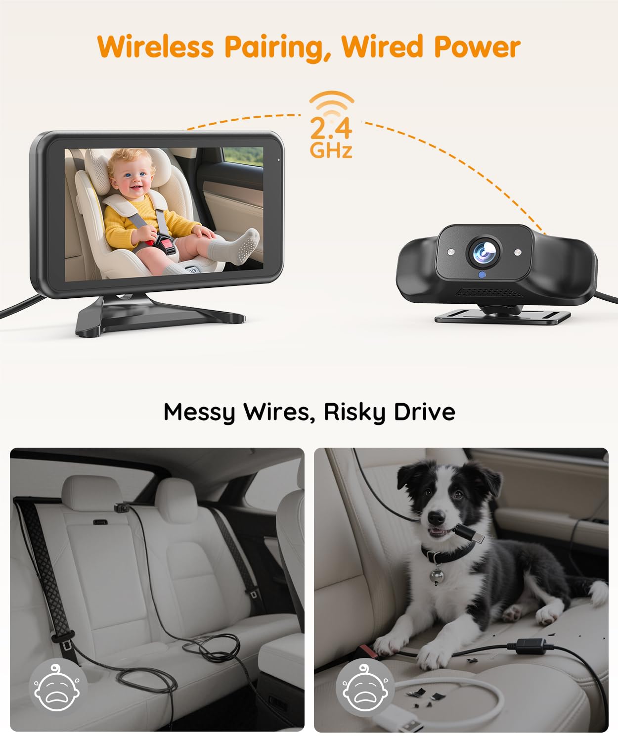 The Babyvue BV5 screen-closeup highlights sharp 1080P clarity for night checks.