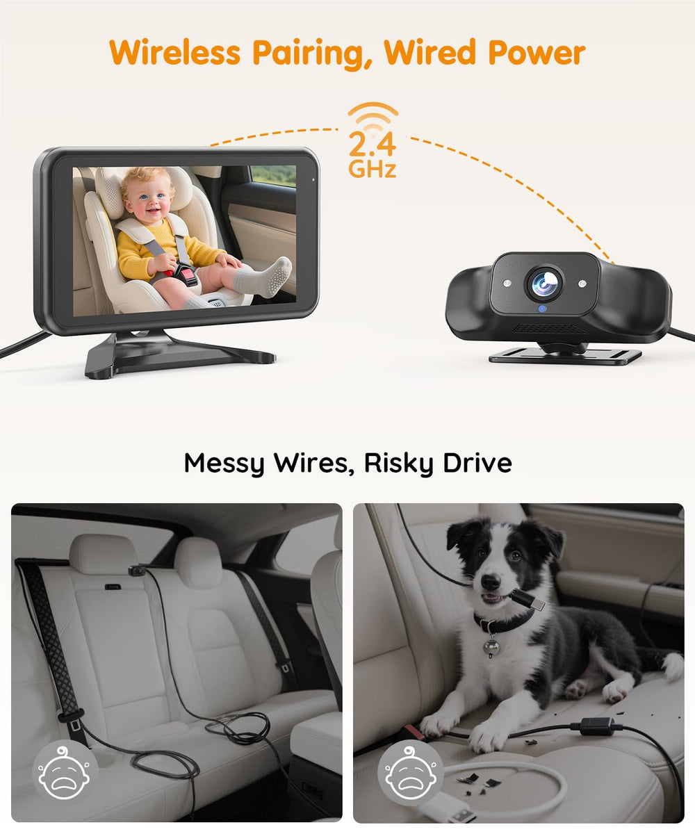 The Babyvue BV5 screen-closeup highlights sharp 1080P clarity for night checks.