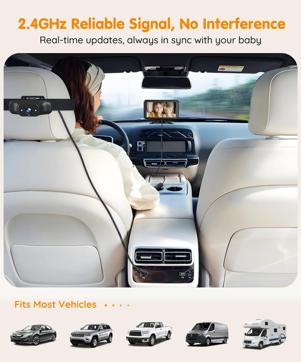 The Babyvue BV5 third-row shows reliable wireless live feed across multi-row SUVs.