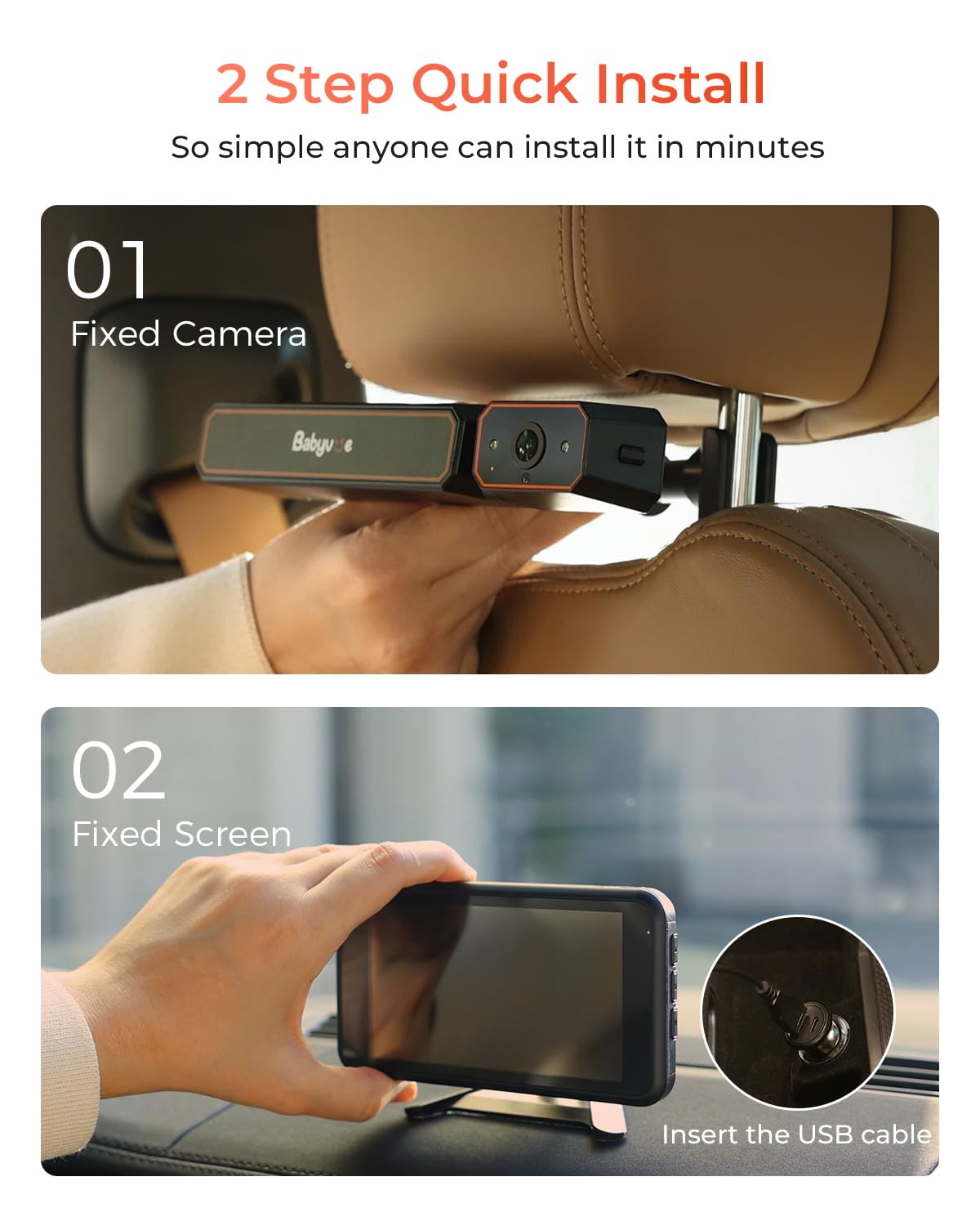 Babyvue BV6 dual mount fits sedans, SUVs, vans, RVs, and trucks.