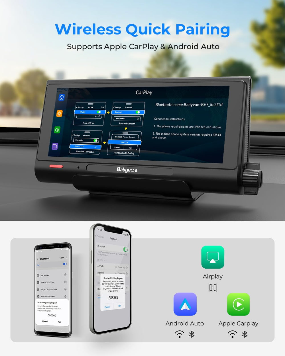 Babyvue BV7 built-in recording captures precious moments for memories and events.