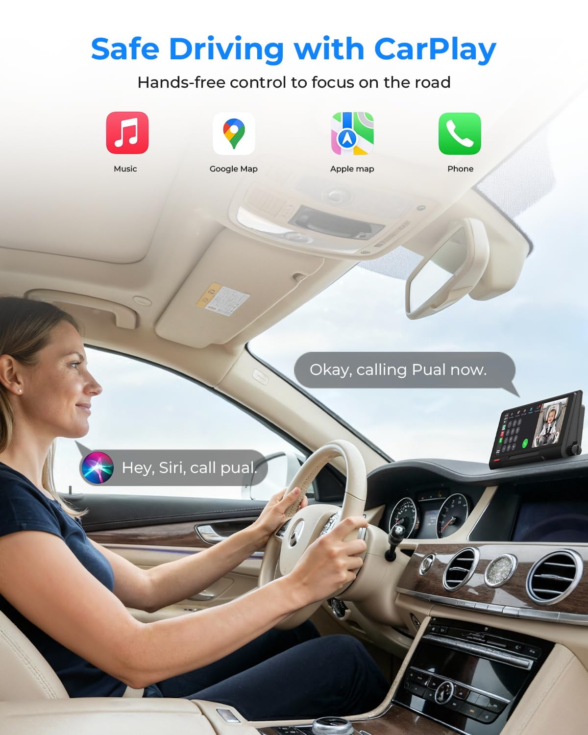 Babyvue BV7 foldable display saves dashboard space and reduces distraction.