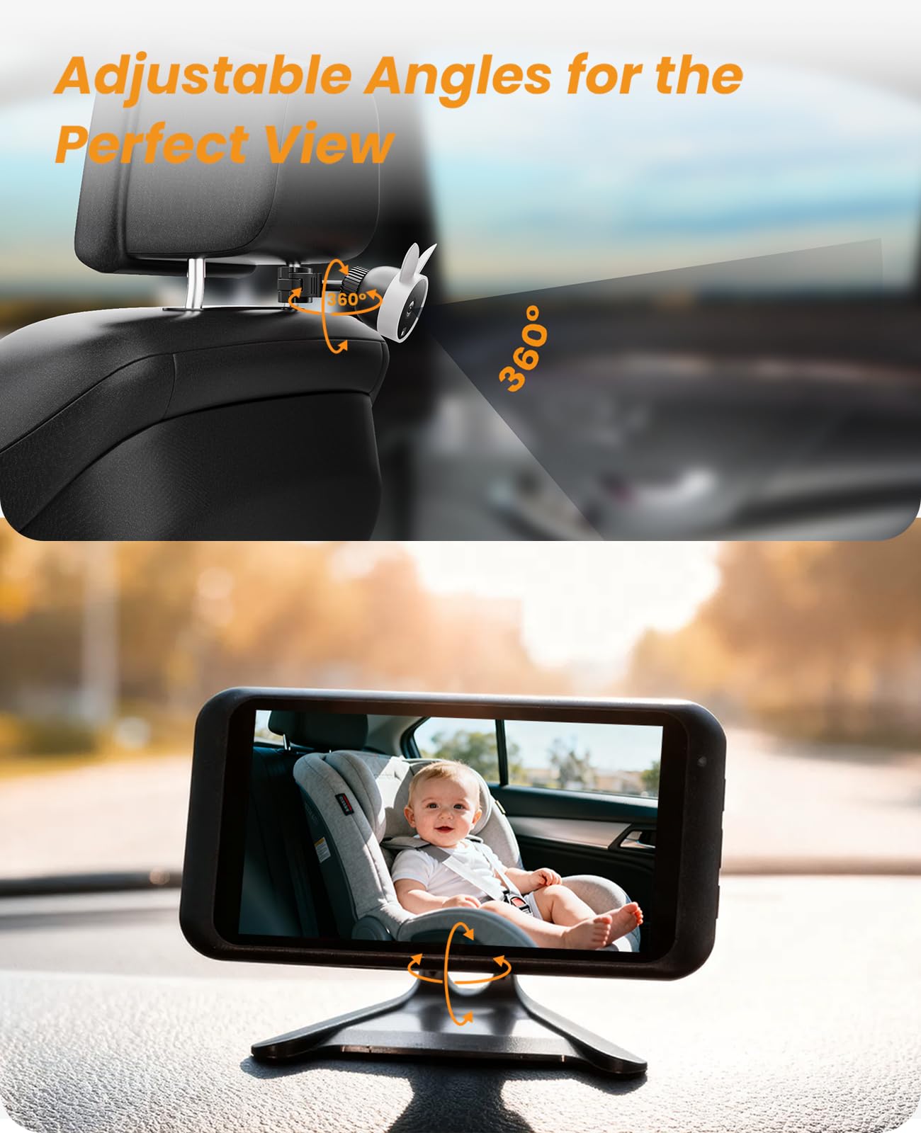 Babyvue dashboard-friendly USB power works across many car models.