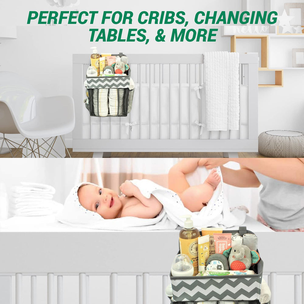 Babywards hanging diaper caddy adjustable straps simplify placement on changing table