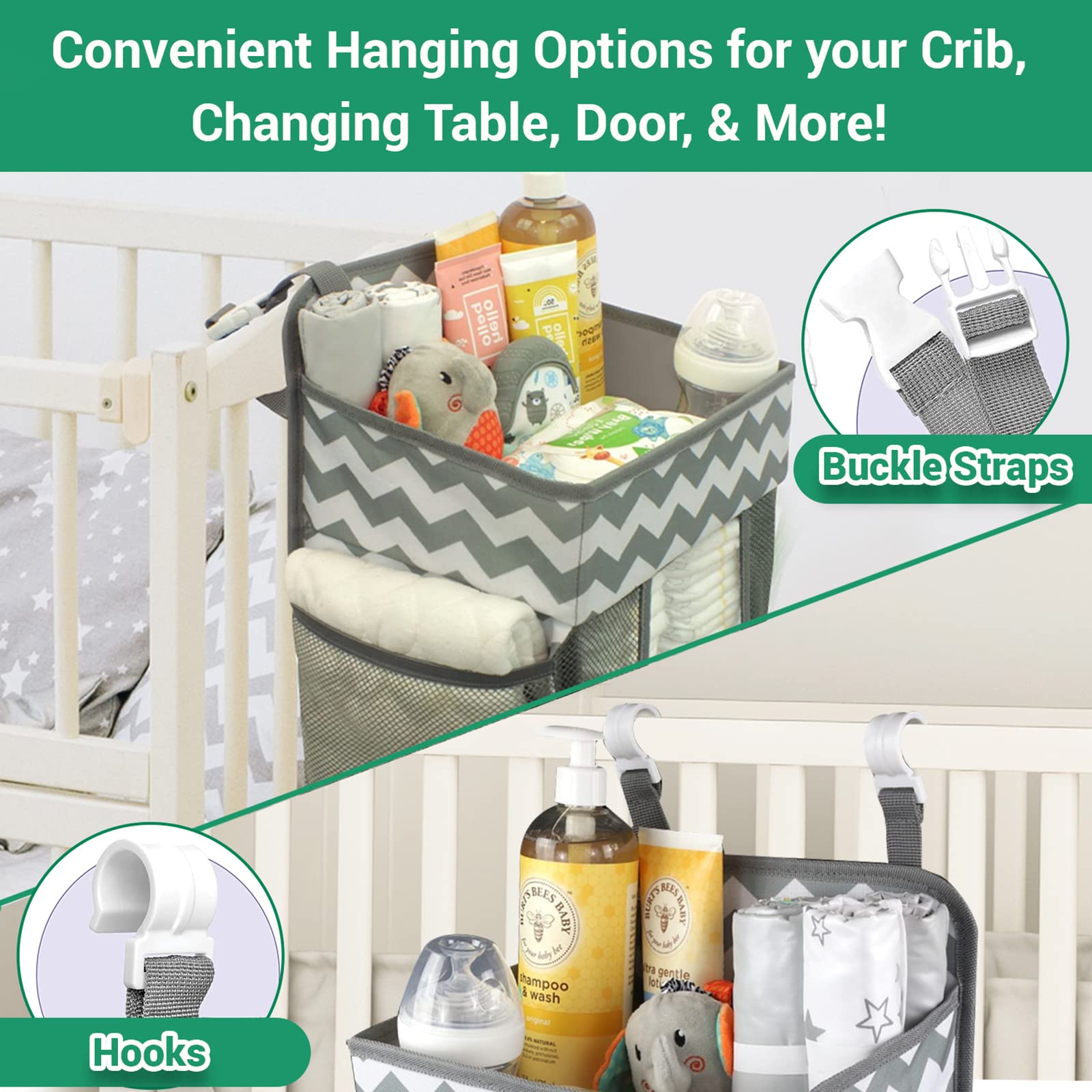 Babywards hanging diaper caddy compact design fits small nurseries without clutter