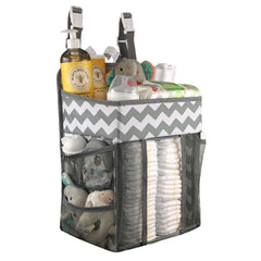Babywards hanging diaper caddy main compartment keeps essentials within reach during diaper changes