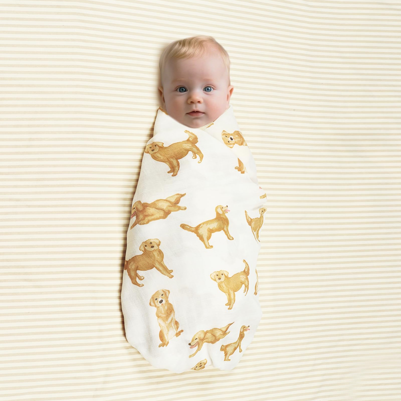 BabyWhale swaddle fabric texture close-up, breathable bamboo-cotton blend helps delicate skin