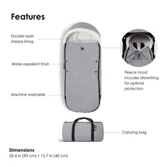 Carrying bag included with Babyzen YOYO Footmuff Stone for compact on-the-go storage.