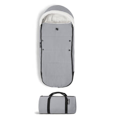 Babyzen YOYO Footmuff Stone with Sherpa lining keeps baby warm on cold stroller rides.