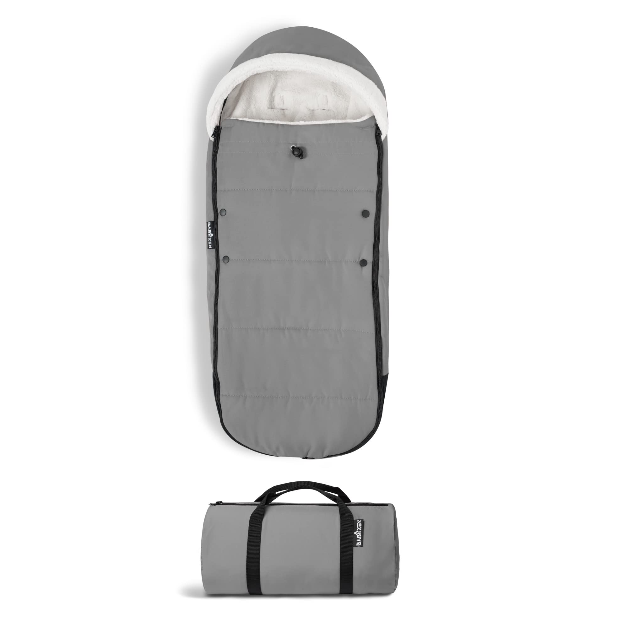 Babyzen YOYO footmuff with sherpa lining for cozy warmth during cold stroller rides.