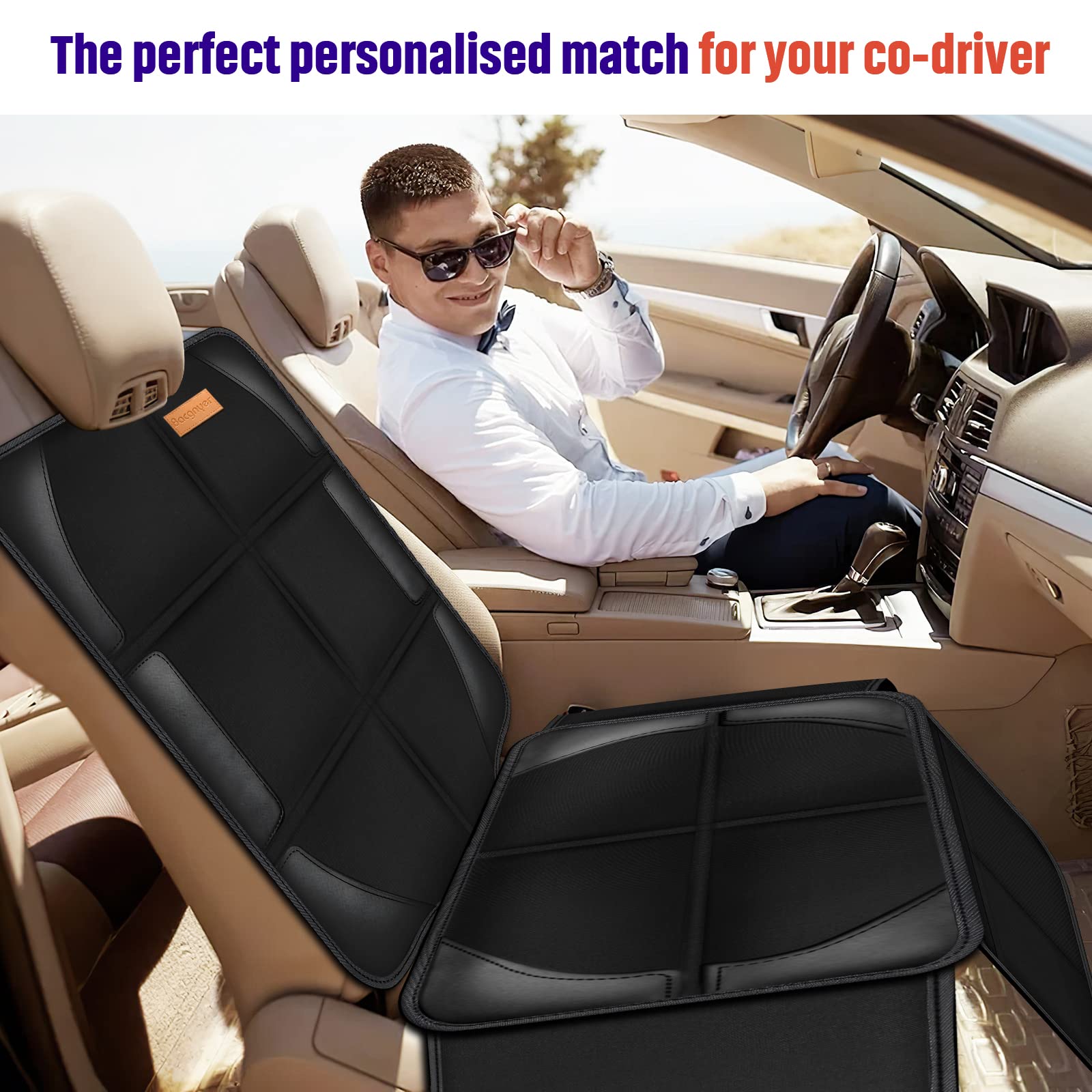 Bacgnyer car seat protector easy install with adjustable straps.