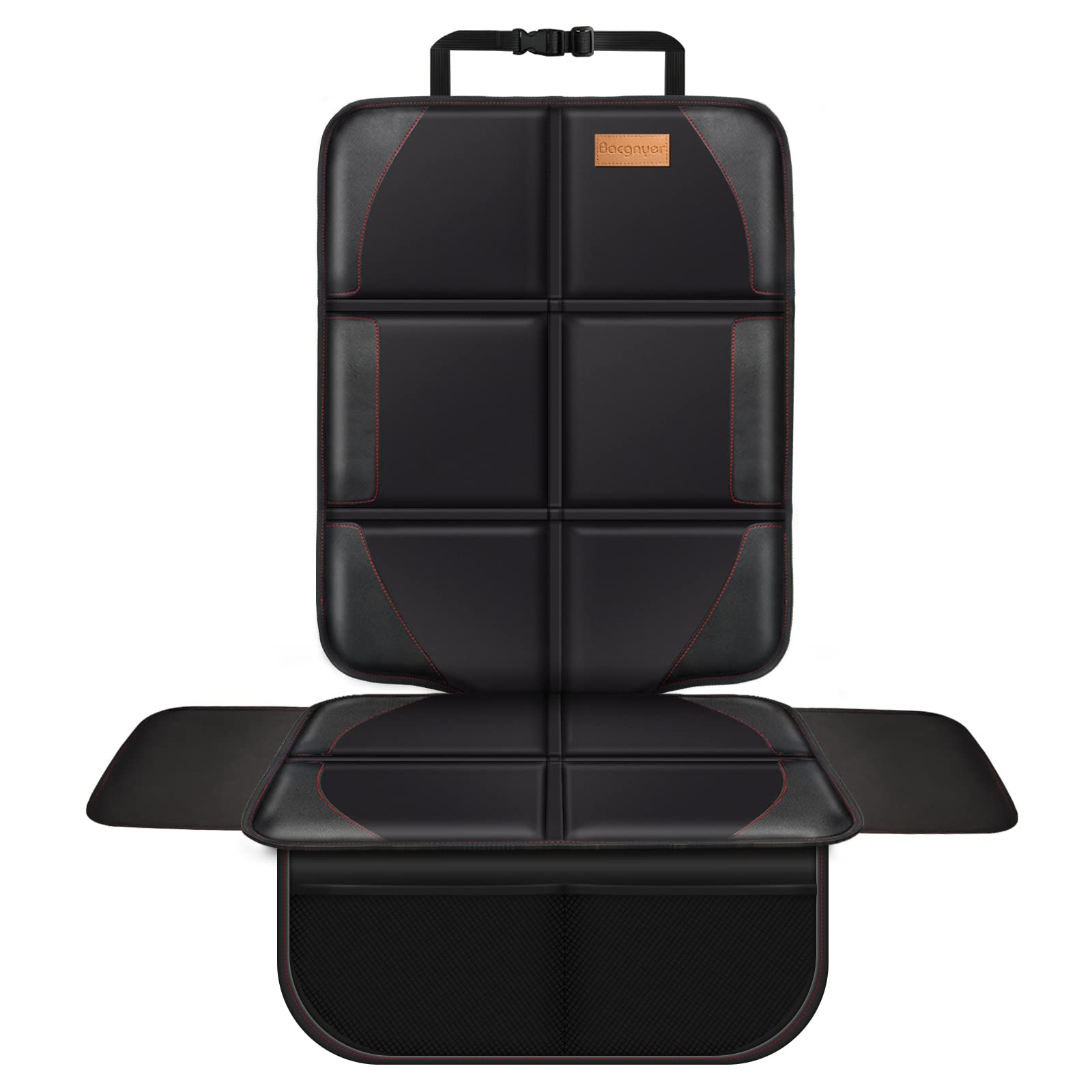 Bacgnyer car seat protector front view with thick padding for leather protection.