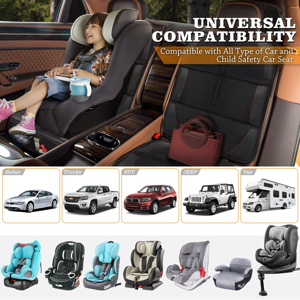 Bacgnyer protector includes storage pocket for toys and snacks.