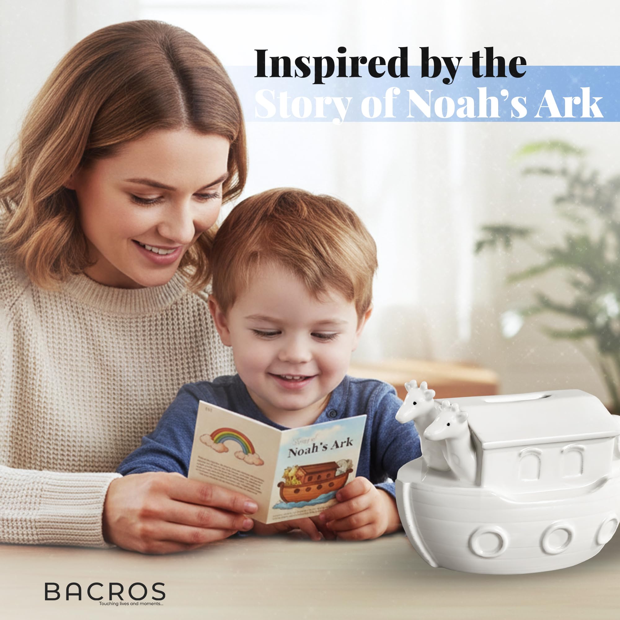 BACROS Noah’s Ark Bank glossy finish enhances display durability and everyday use.