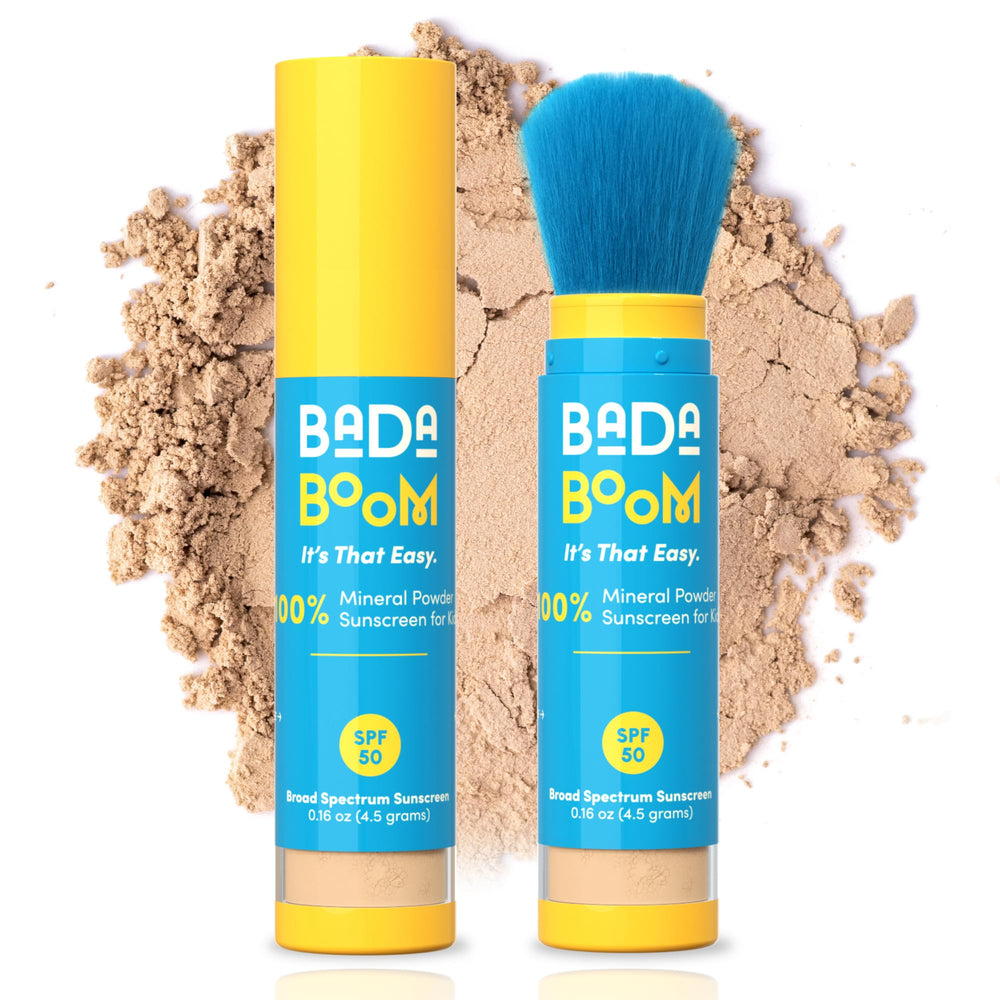 Bada Boom mineral sunscreen powder supports family outdoor play.