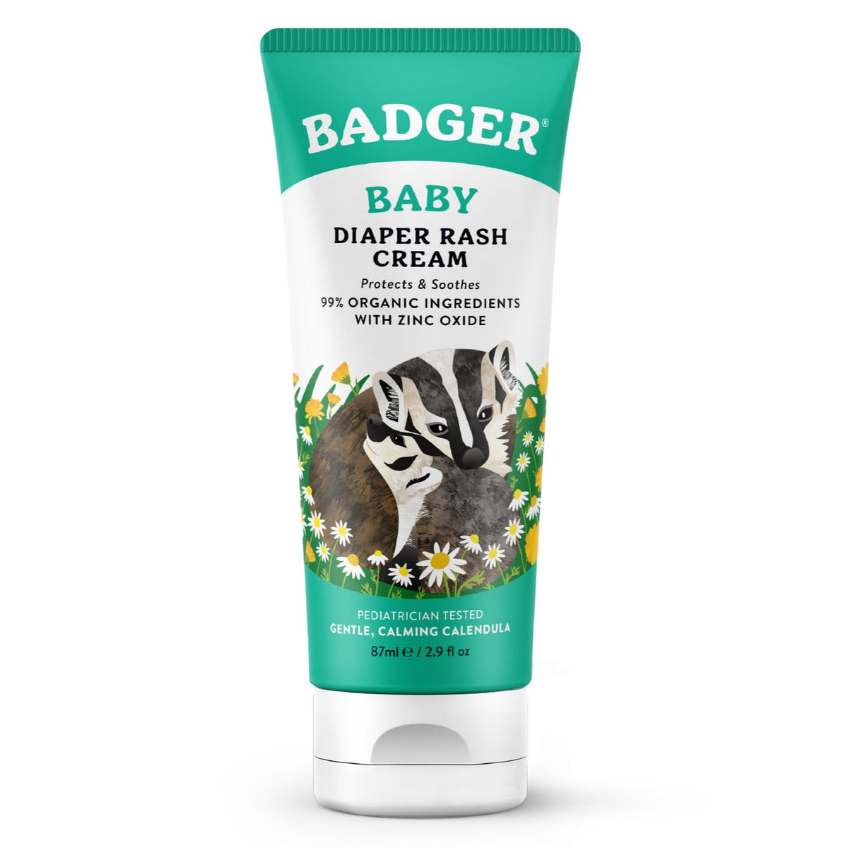 Badger Diaper Cream tube ready for bedside protection against diaper moisture