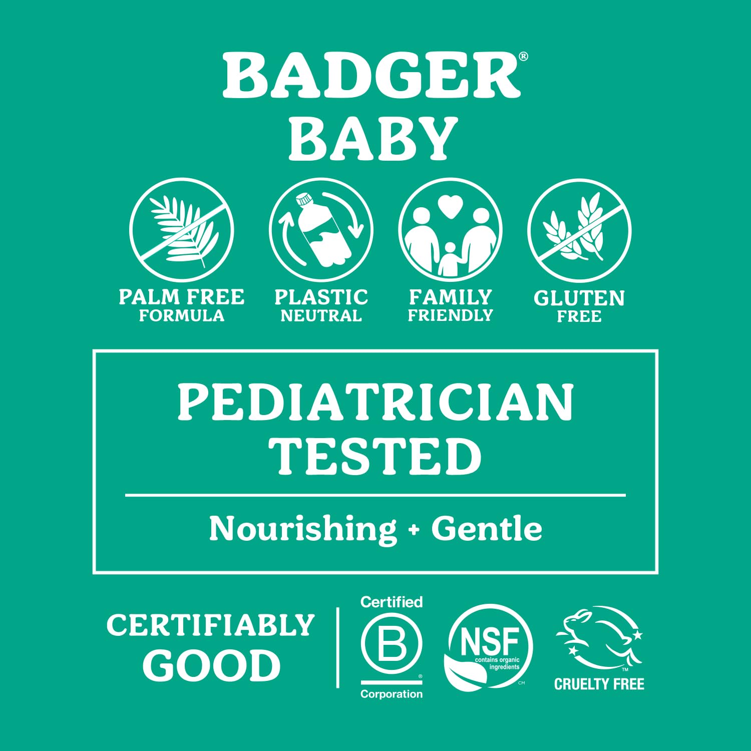 Badger lavender-scented baby wash promotes calm during bath time.