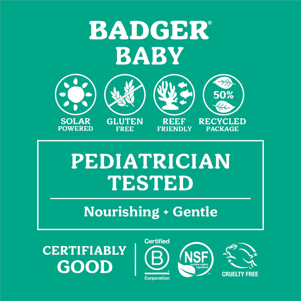 Badger sunscreen on sunlit beach scene protecting delicate skin