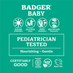 Badger sunscreen on sunlit beach scene protecting delicate skin