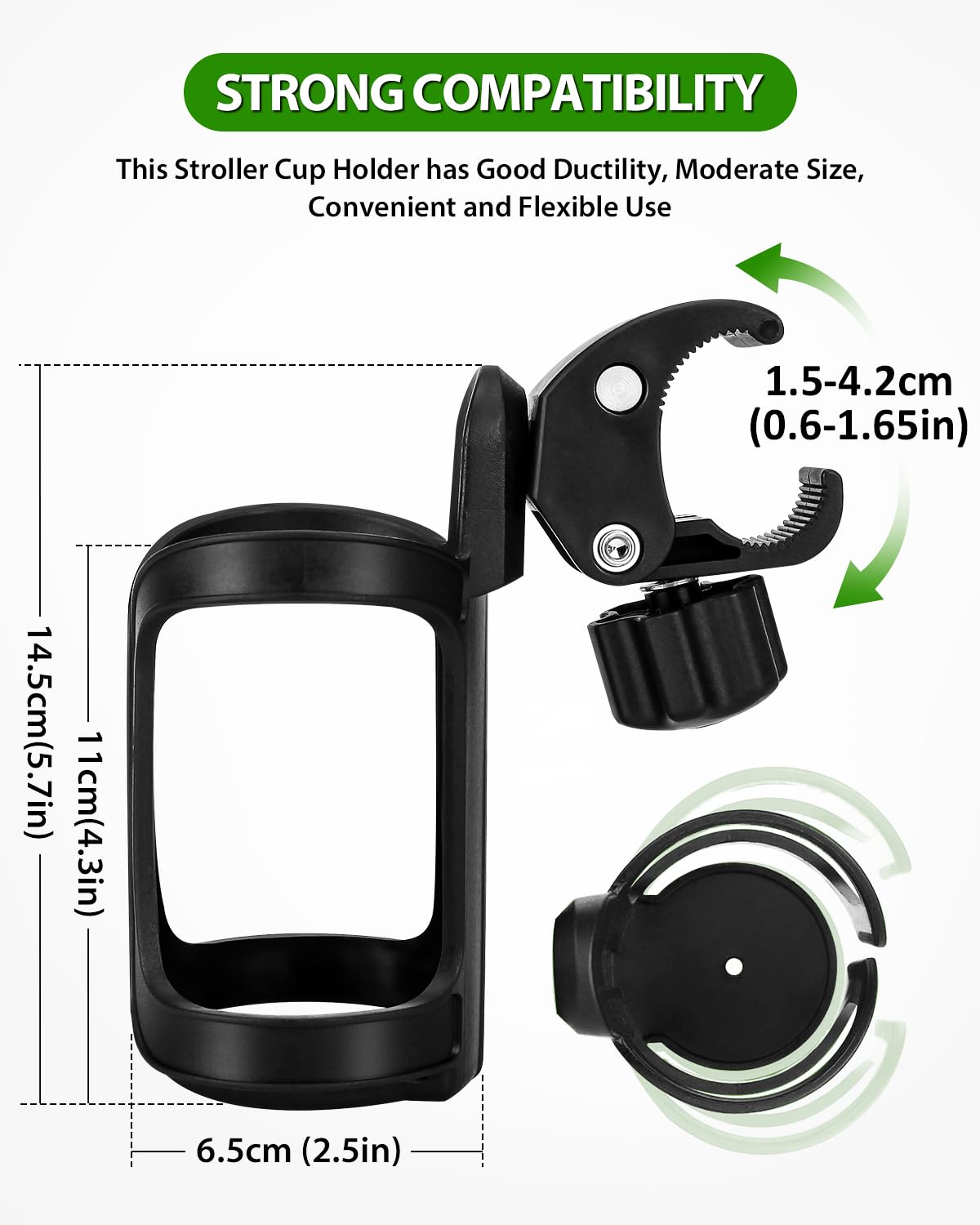 Badiano tool-free install drink holder clamps easily to rods for quick setup.