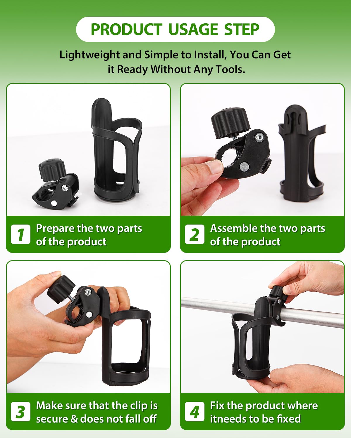 Badiano universal compatibility on strollers and wheelchairs for convenient drinks.
