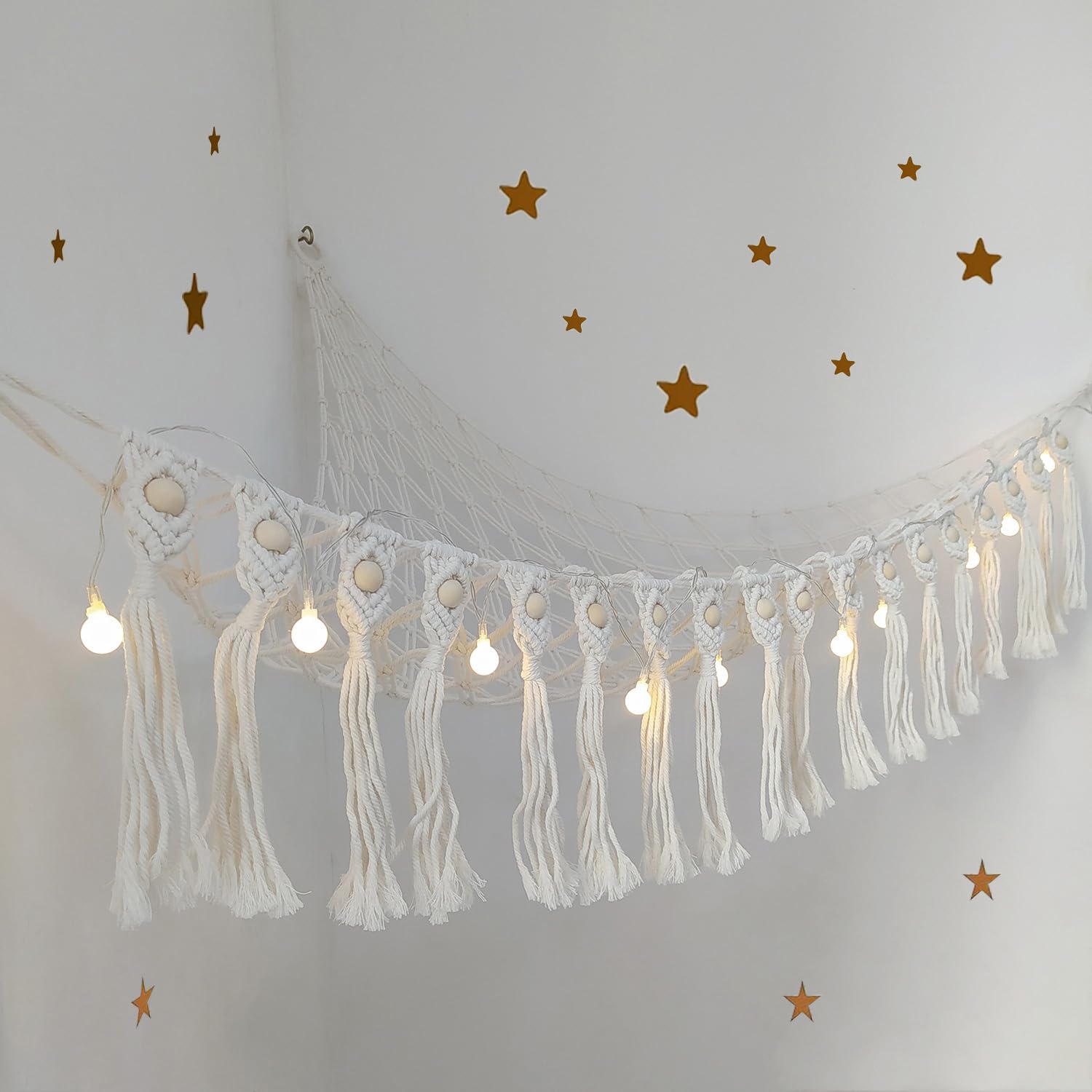 Badigo boho toy hammock tassels add decorative charm and practical storage