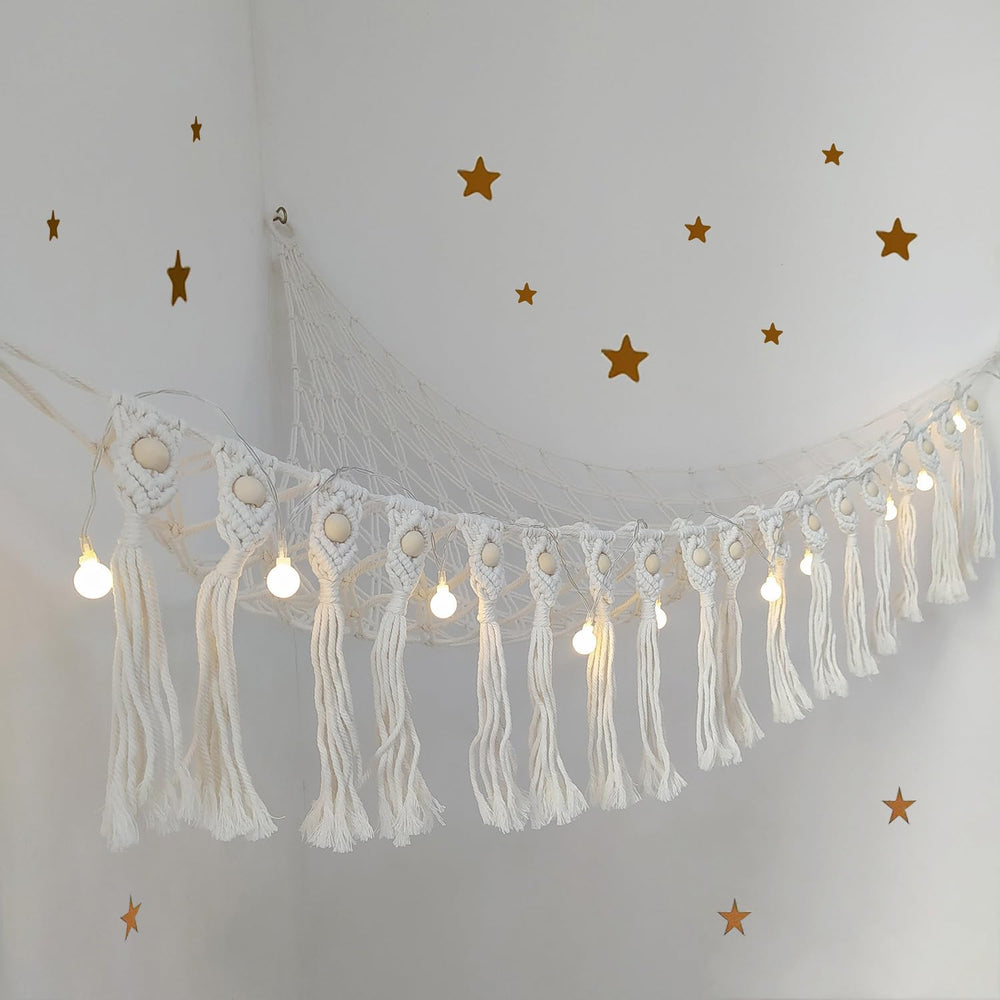 Badigo boho toy hammock tassels add decorative charm and practical storage