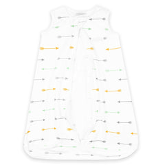 BaeBae Goods sleeping bag in crib illustrating snug fit and no loose blankets.