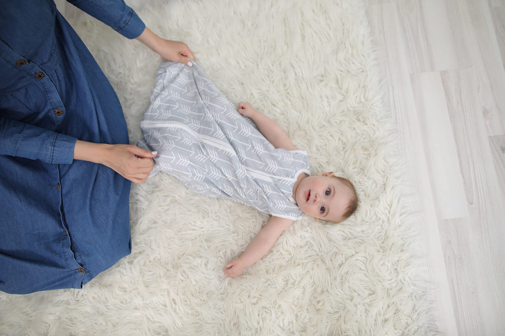 BaeBae Goods baby sleeping bag zip design for easy transfers at night.