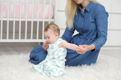 BaeBae Goods cotton infant sleeping bag closeup fabric showing breathable material.