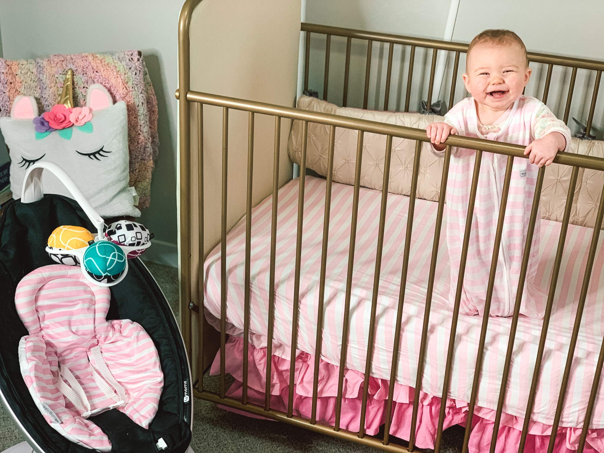 BaeBae Goods fitted sheets pink stripes design provide cool, comfortable nights for baby