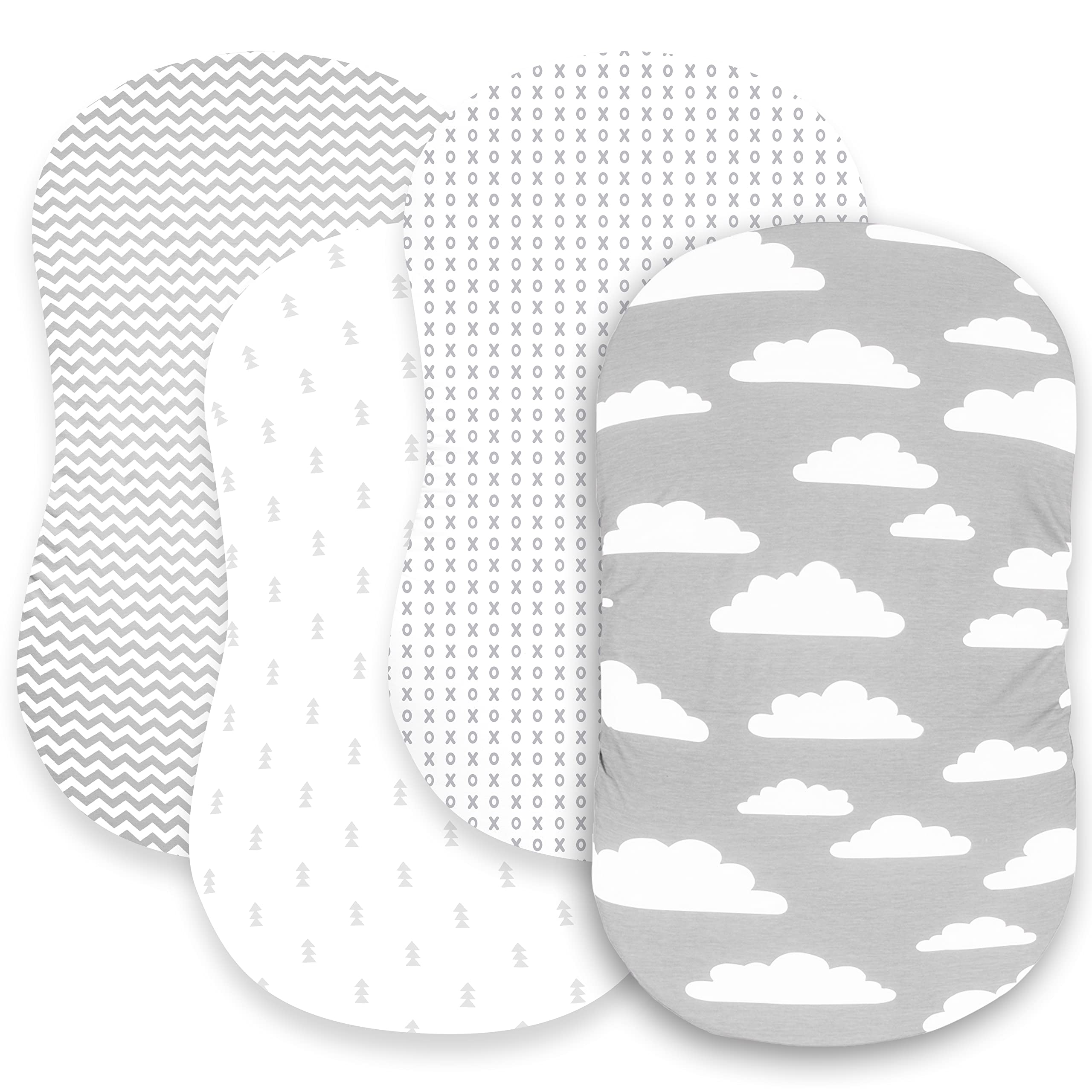 BaeBae Goods premium bassinet sheet set 4-pack packaging — easy night-time changes.