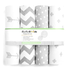 BaeBae Goods changing pad cover in grey-white jersey 4-pack setup for easy nursery rotation
