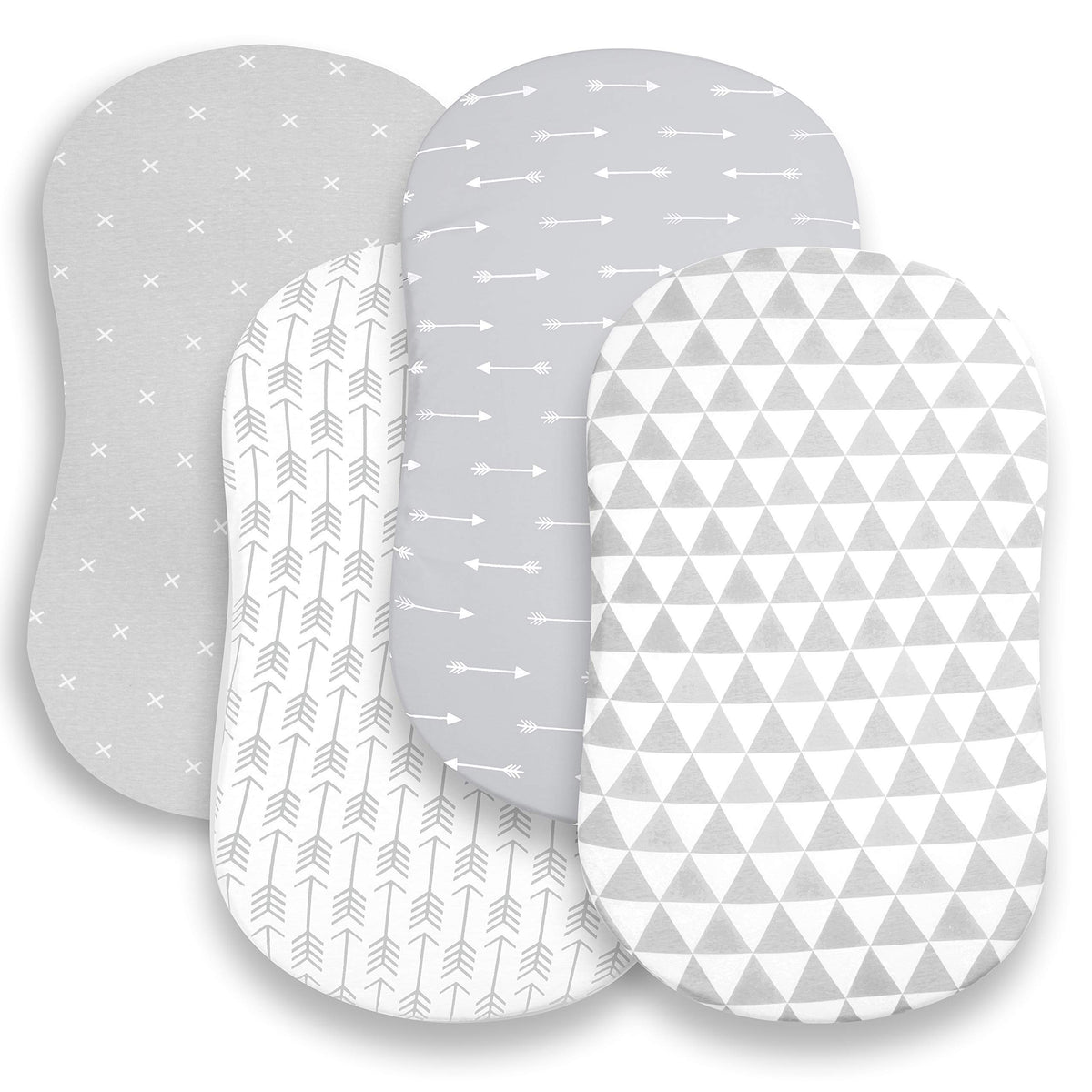 BaeBae Goods triangles collection bassinet sheets pack ultra-soft jersey knit for baby's comfort