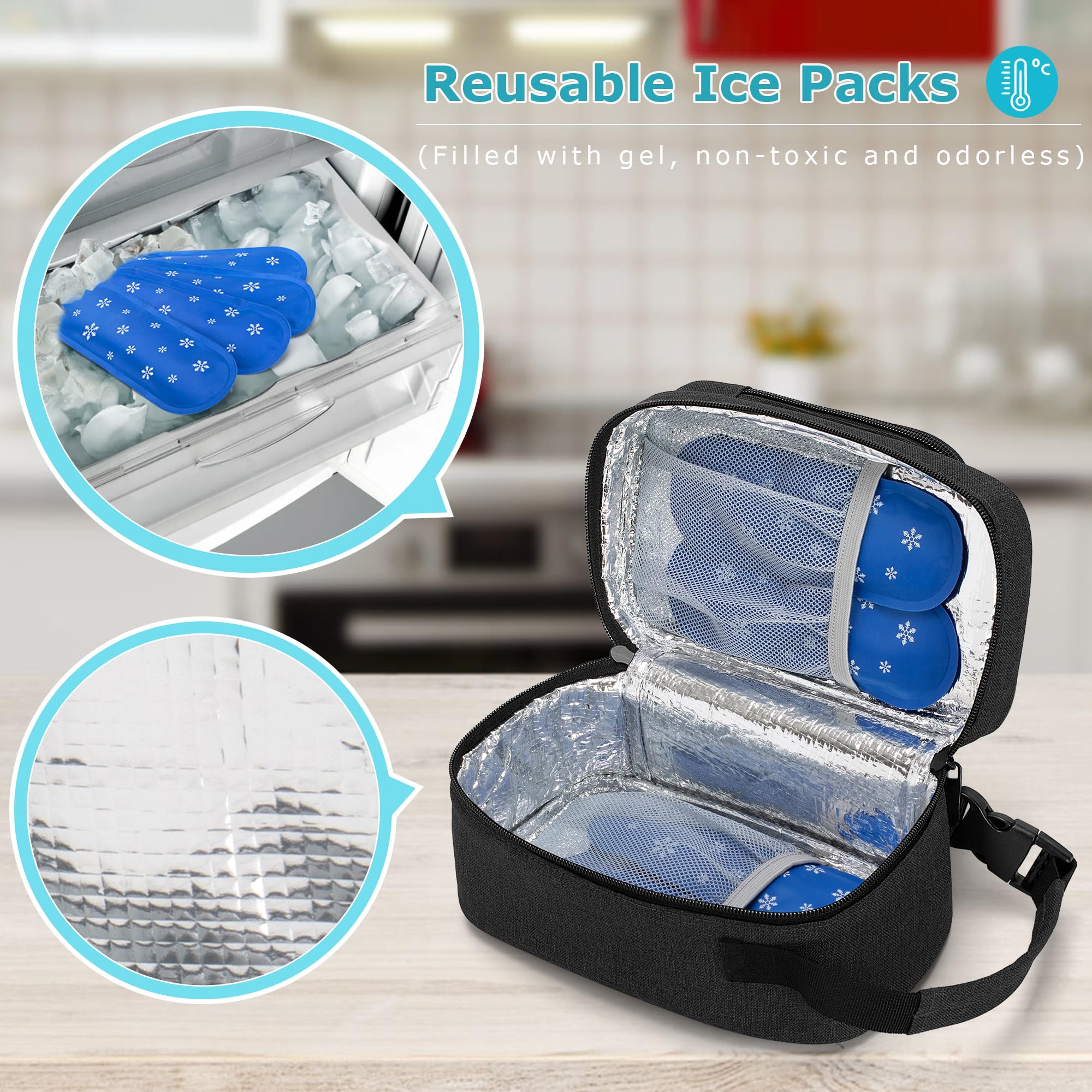 BAFASO four gel ice packs arranged to keep contents chilly.
