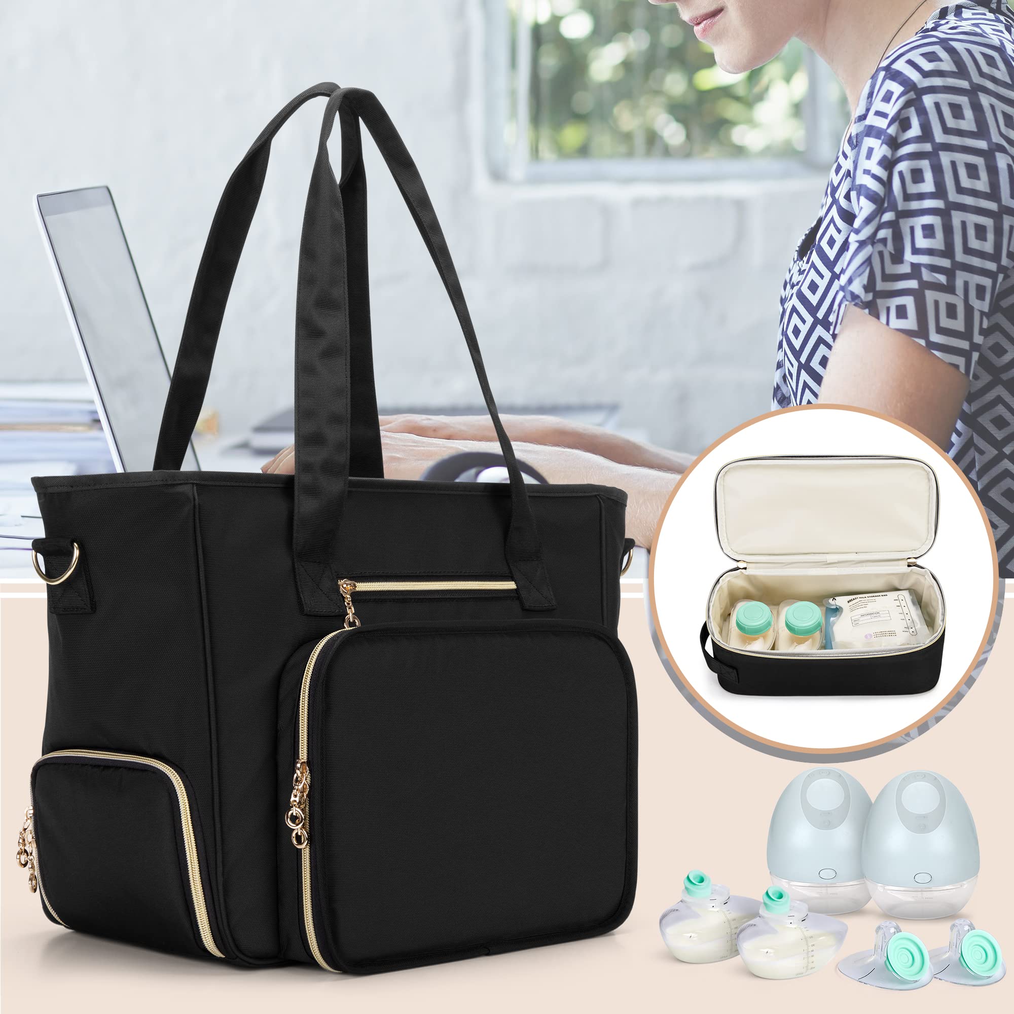 BAFASO wearable breast pump bag black design for professional commutes