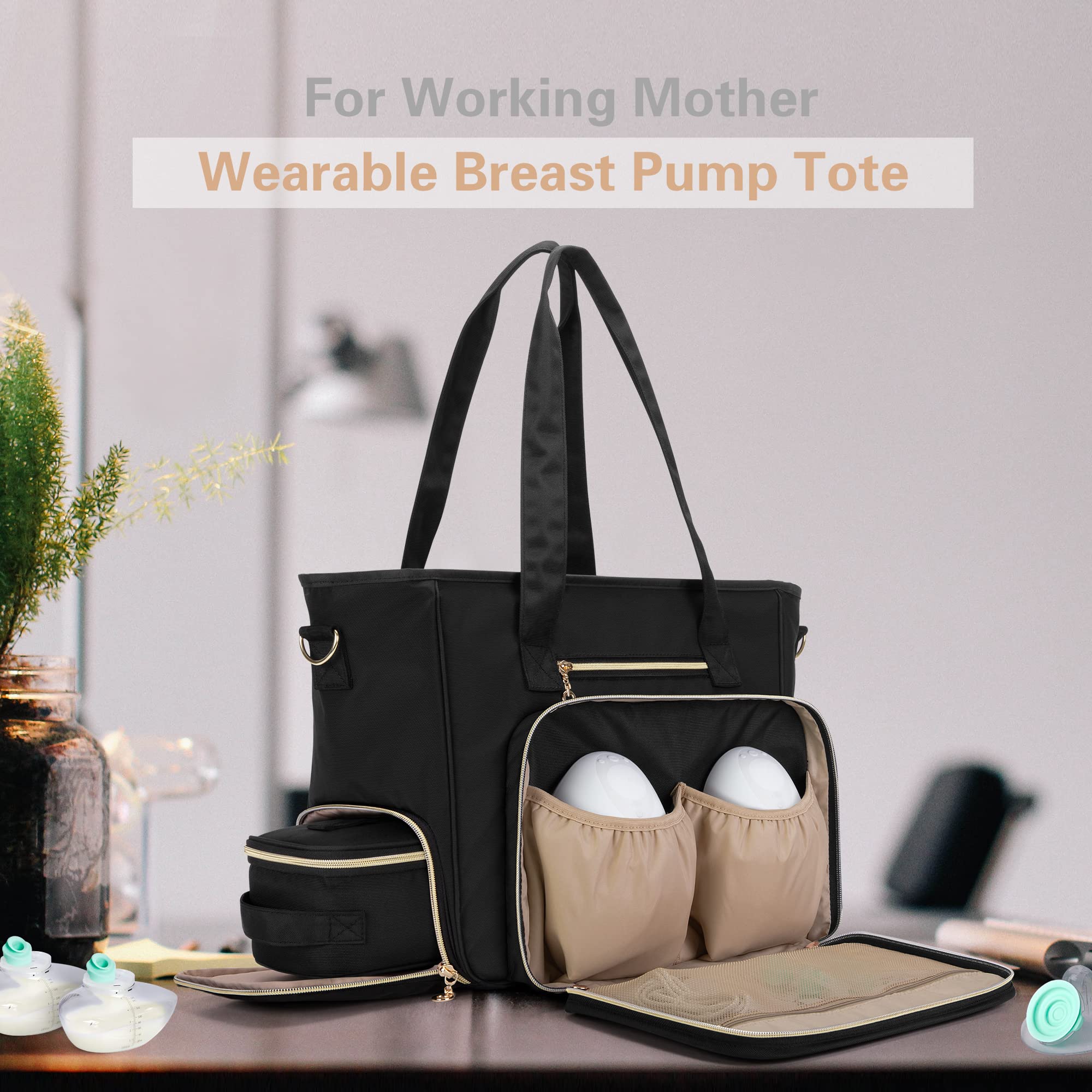 BAFASO wearable breast pump bag sturdy handles and adjustable strap