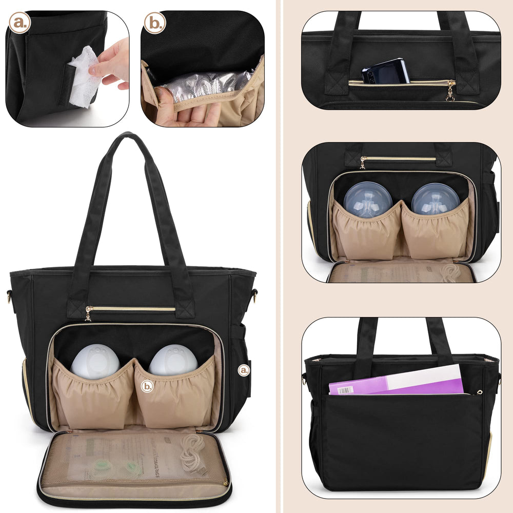 BAFASO wearable breast pump bag insulated front pouches organize wearable pumps and milk storage