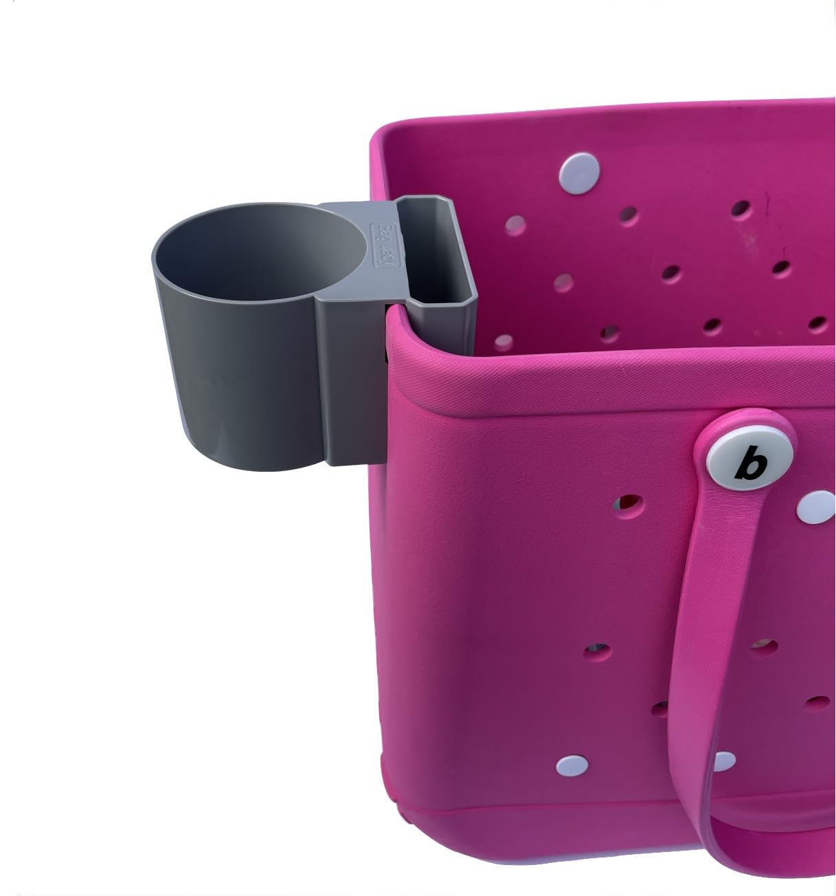 Bag Lady cup holder on Bogg Bag securely holds beverages for easy access.