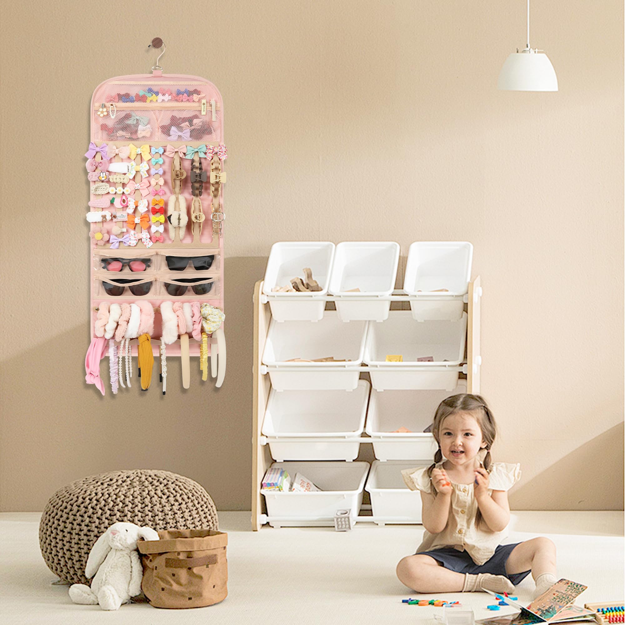 Bagmoly 360-degree rotating hook pink enables wall or door hanging