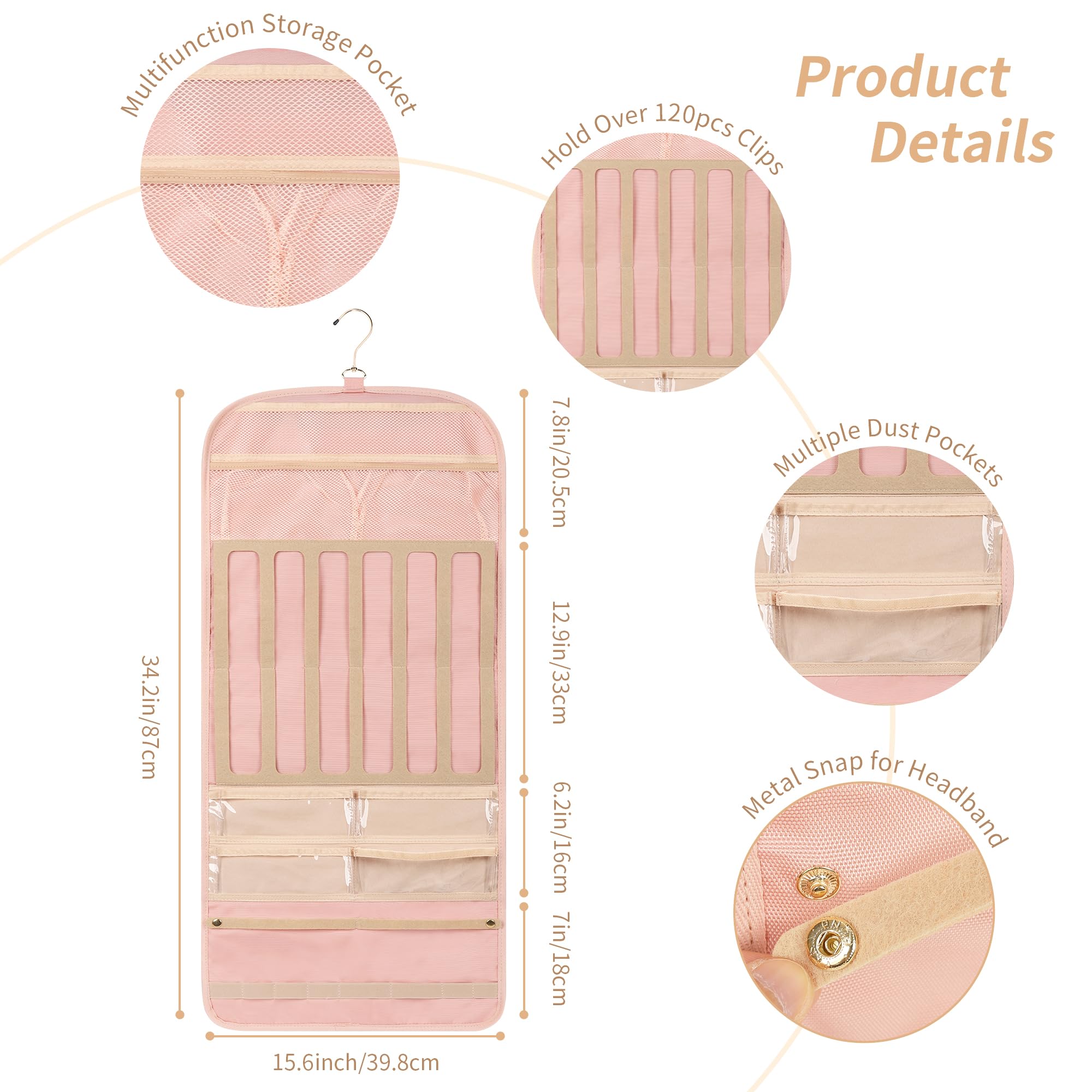 Bagmoly hanging bow organizer pink displays bows neatly