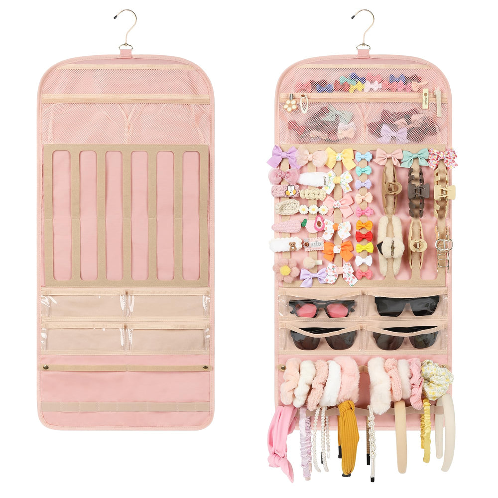 Bagmoly hanging claw clip organizer pink shows large capacity for clips