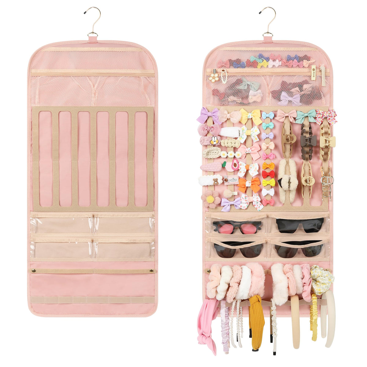 Bagmoly hanging claw clip organizer pink shows large capacity for clips