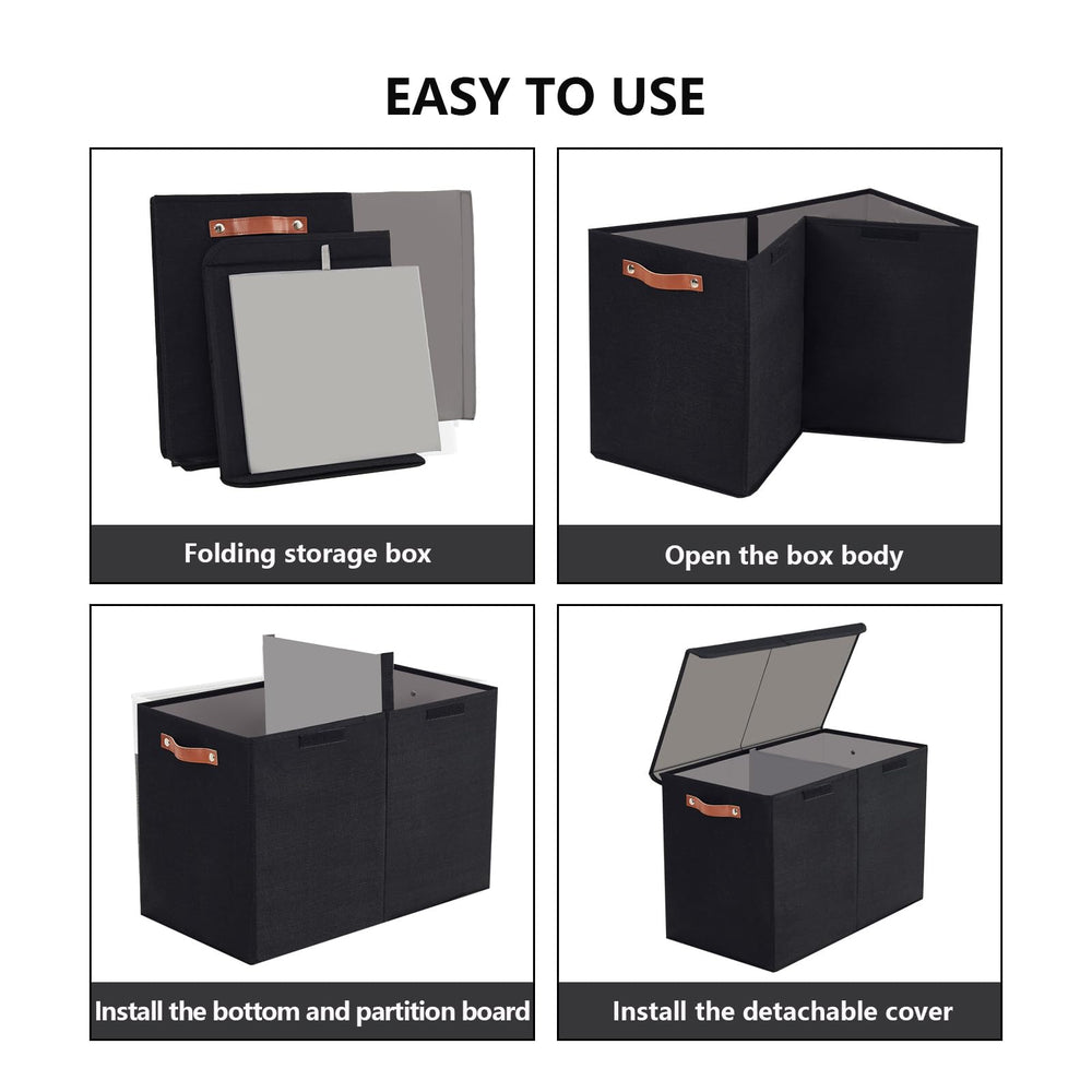 Bagnizer large toy storage box divider creates two compartments for organized toys.
