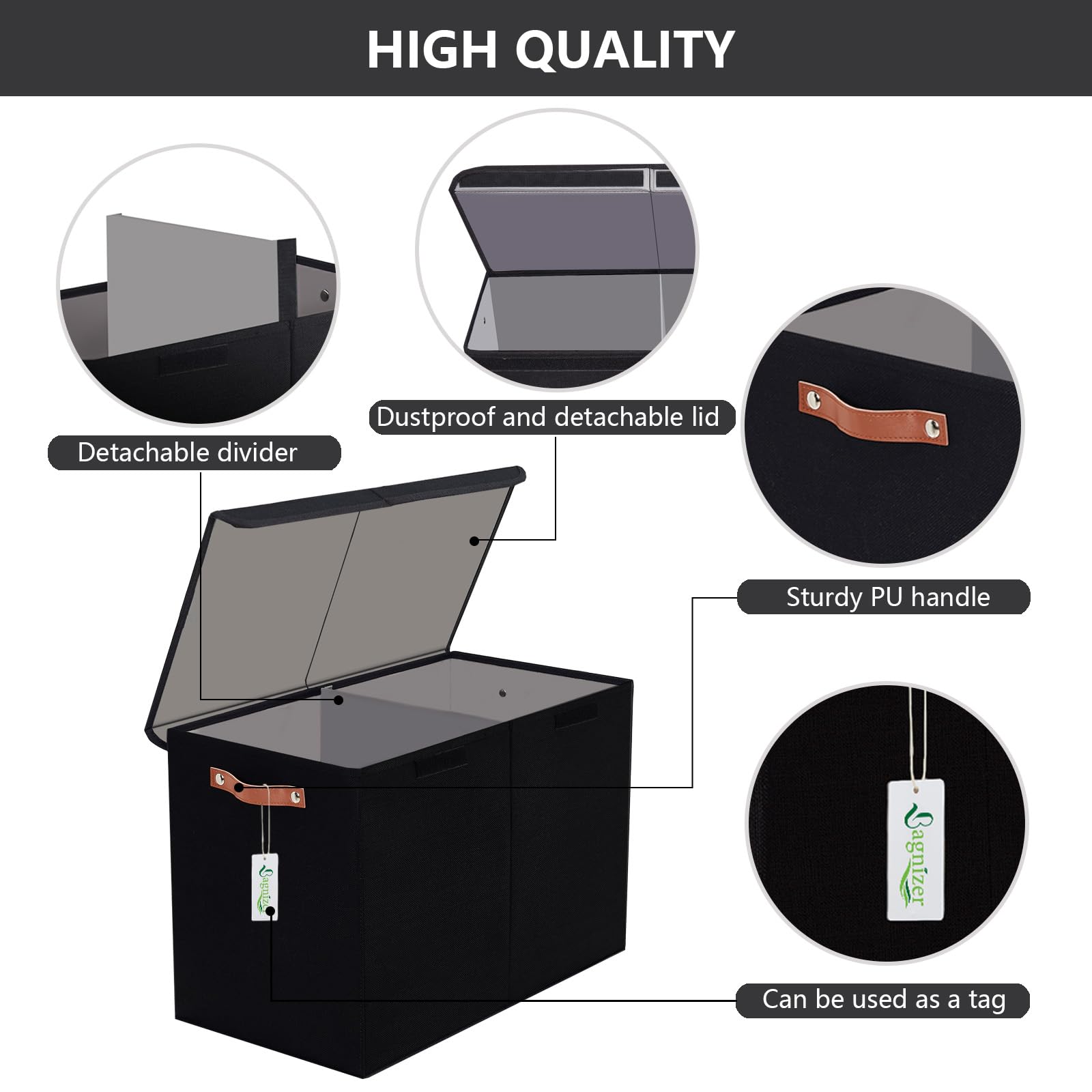 Bagnizer large toy storage box dust cover protects contents from dust.