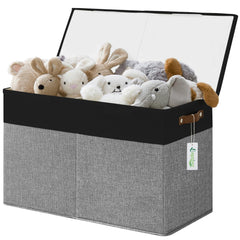 Bagnizer Large Toy Storage Box gray-black front view for clutter-free playroom organization