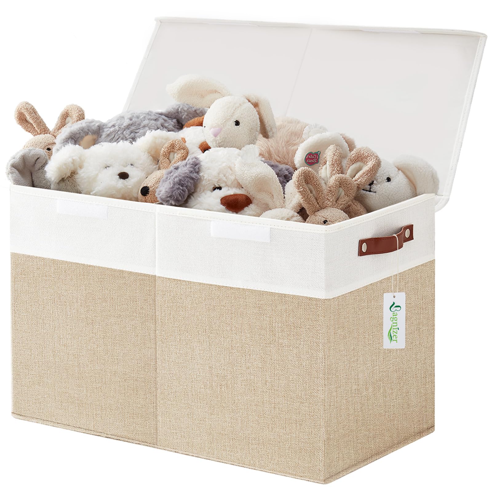 Bagnizer large toy storage box with lid closed keeps clutter out of sight and dust-free