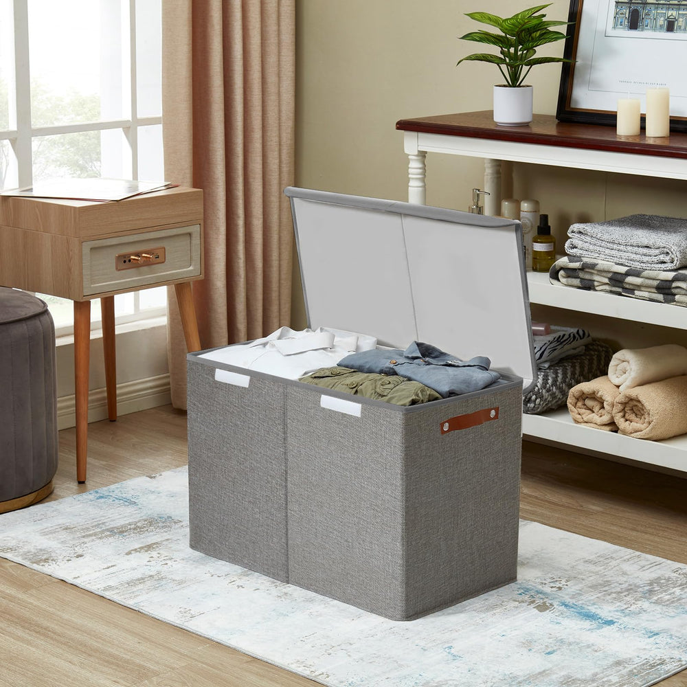 Bagnizer toy chest with lids keeps dust off and items accessible.