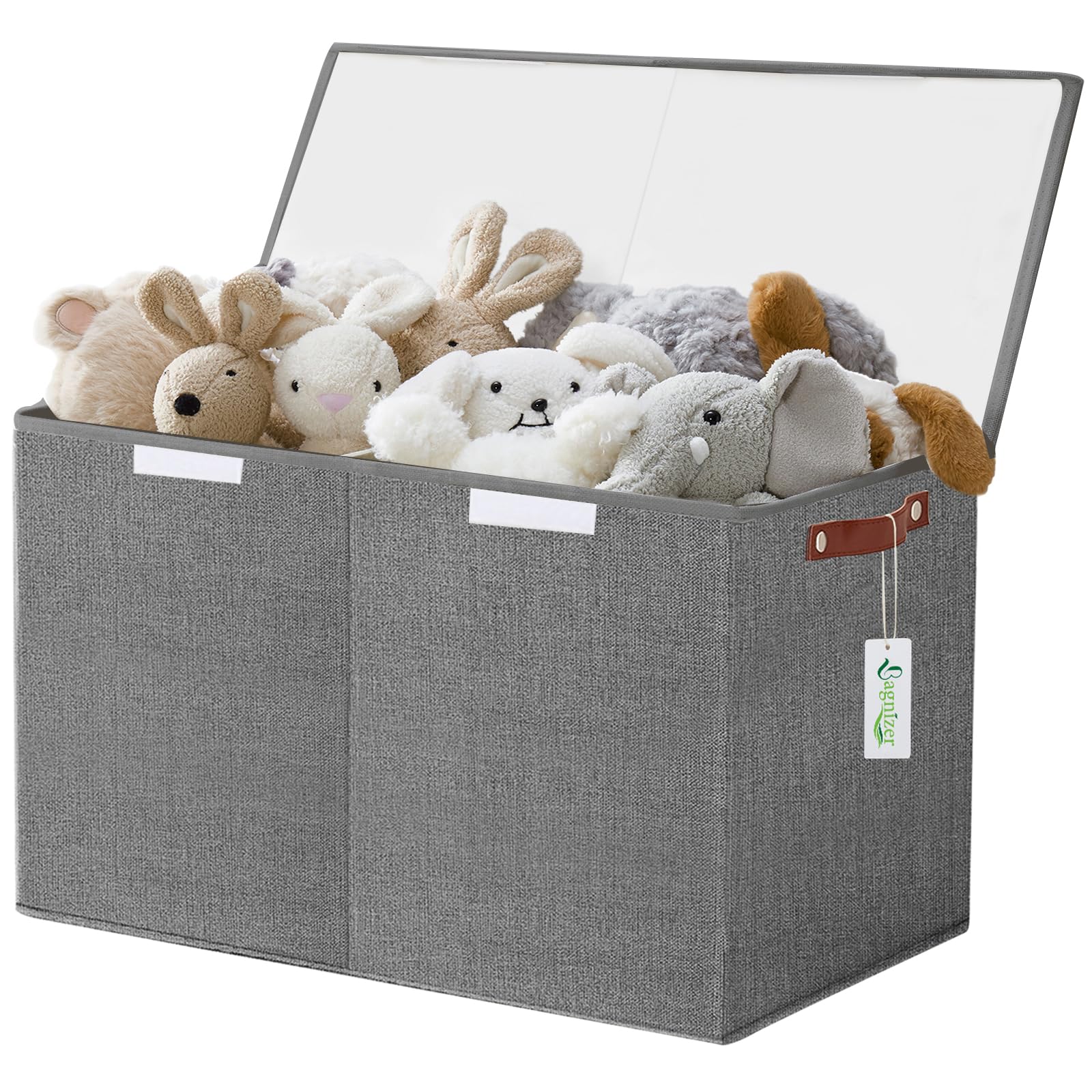 Bagnizer large toy storage box front view showcases spacious 83-liter capacity for toy organization.